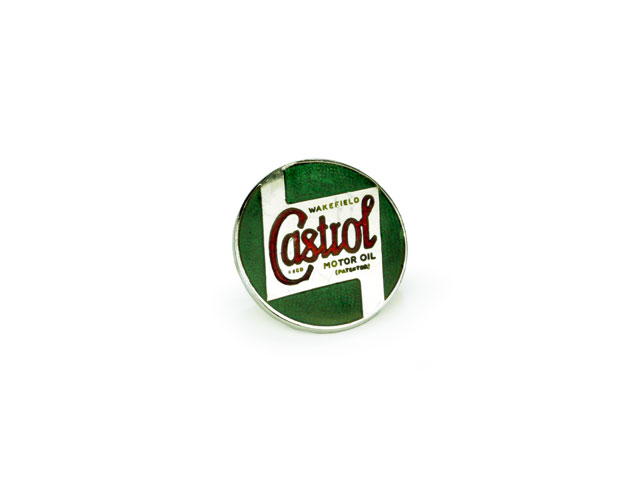 ピンバッジ、ラージ　27mm 径、カストロールクラシックオイル