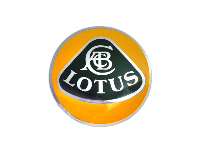 ノーズバッジ、「LOTUS ロゴ」、七宝、グリーン/イエロー、ロータス エリーゼ S1、エスプリ