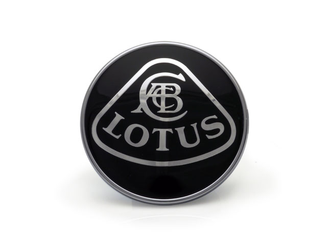 ノーズバッジ、「LOTUS ロゴ」、プラスチック、ブラック/シルバー、エリーゼ S2-S3、エクシージ S2、ヨーロッパ S